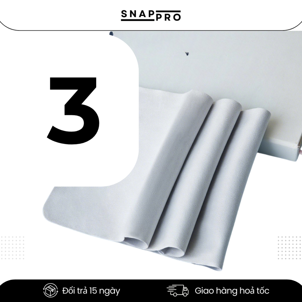 [COMBO 3] Khăn Lau Ống Kinh Máy Ảnh Microfiber, Lau Lens Không Bụi Siêu Mịn, Sạch Dấu Vân Tay