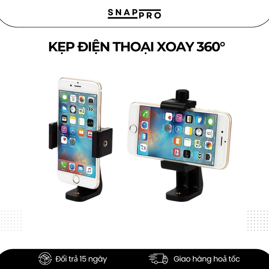 Kẹp Điện Thoại Xoay 360° [Loại 1] – Ngàm Gắn Tripod, Gimbal, Giá Đỡ Livestream, Quay Phim Chụp Ảnh