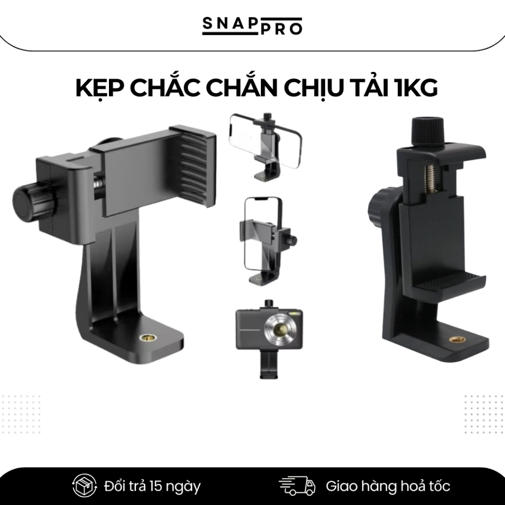 Kẹp Điện Thoại Xoay 360° [Loại 1] – Ngàm Gắn Tripod, Gimbal, Giá Đỡ Livestream, Quay Phim Chụp Ảnh