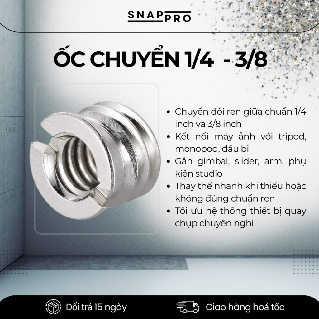 Ốc 1/4 Gắn Gimbal & Plate Chân Máy – Ốc Vặn Chuẩn Tripod Gắn Máy Ảnh, Gimbal