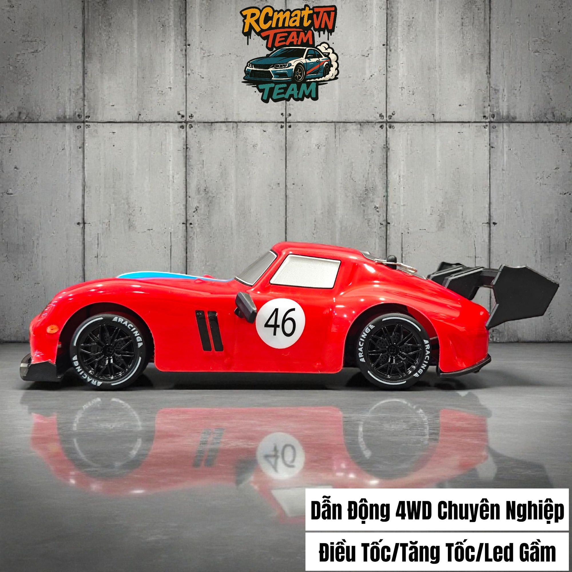 Xe Điều Khiển Từ Xa RC Drift 1:24 – , Bánh Cao Su kèm theo , Đèn LED Đổi Màu, Tốc độ 15Km/h