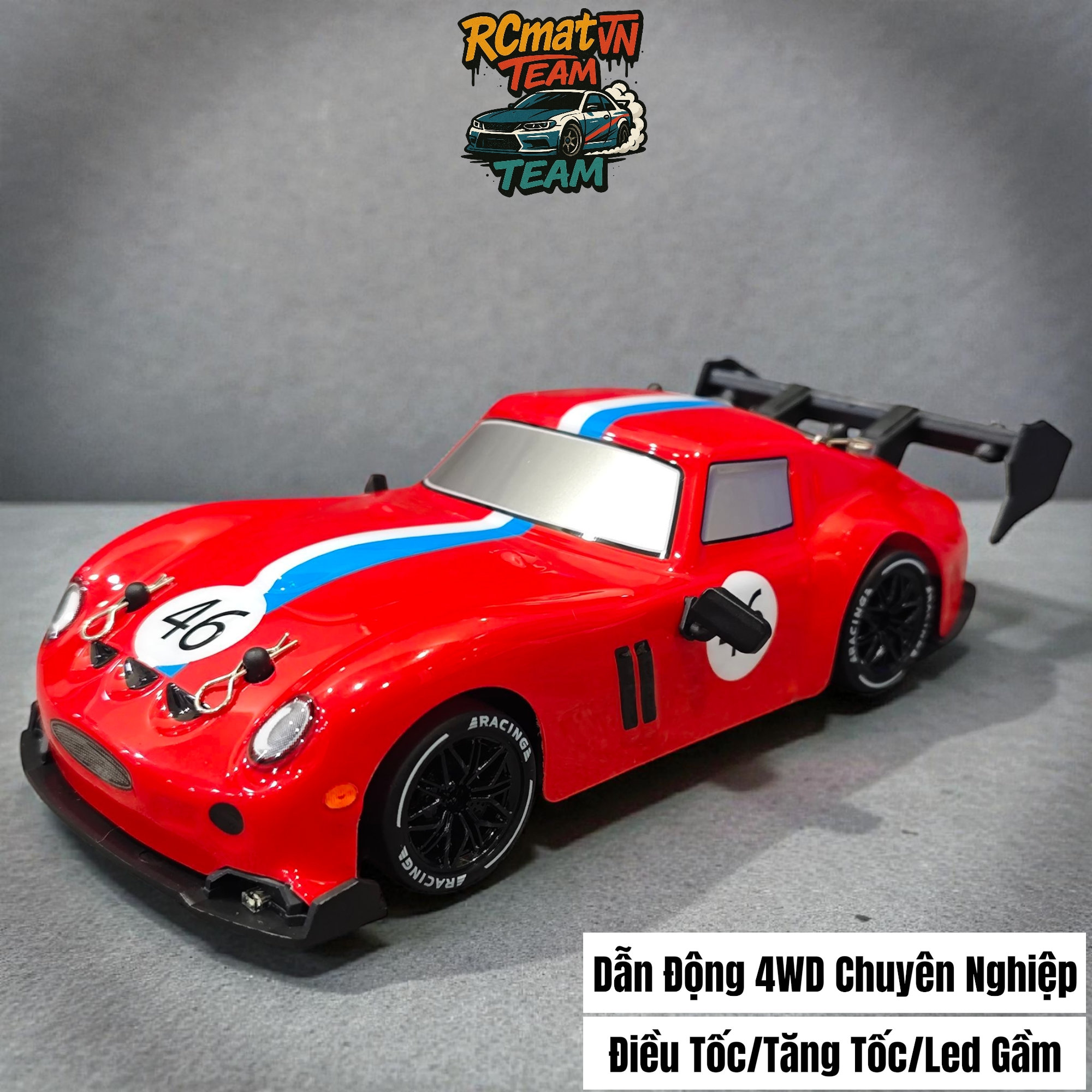 Xe Điều Khiển Từ Xa RC Drift 1:24 – , Bánh Cao Su kèm theo , Đèn LED Đổi Màu, Tốc độ 15Km/h