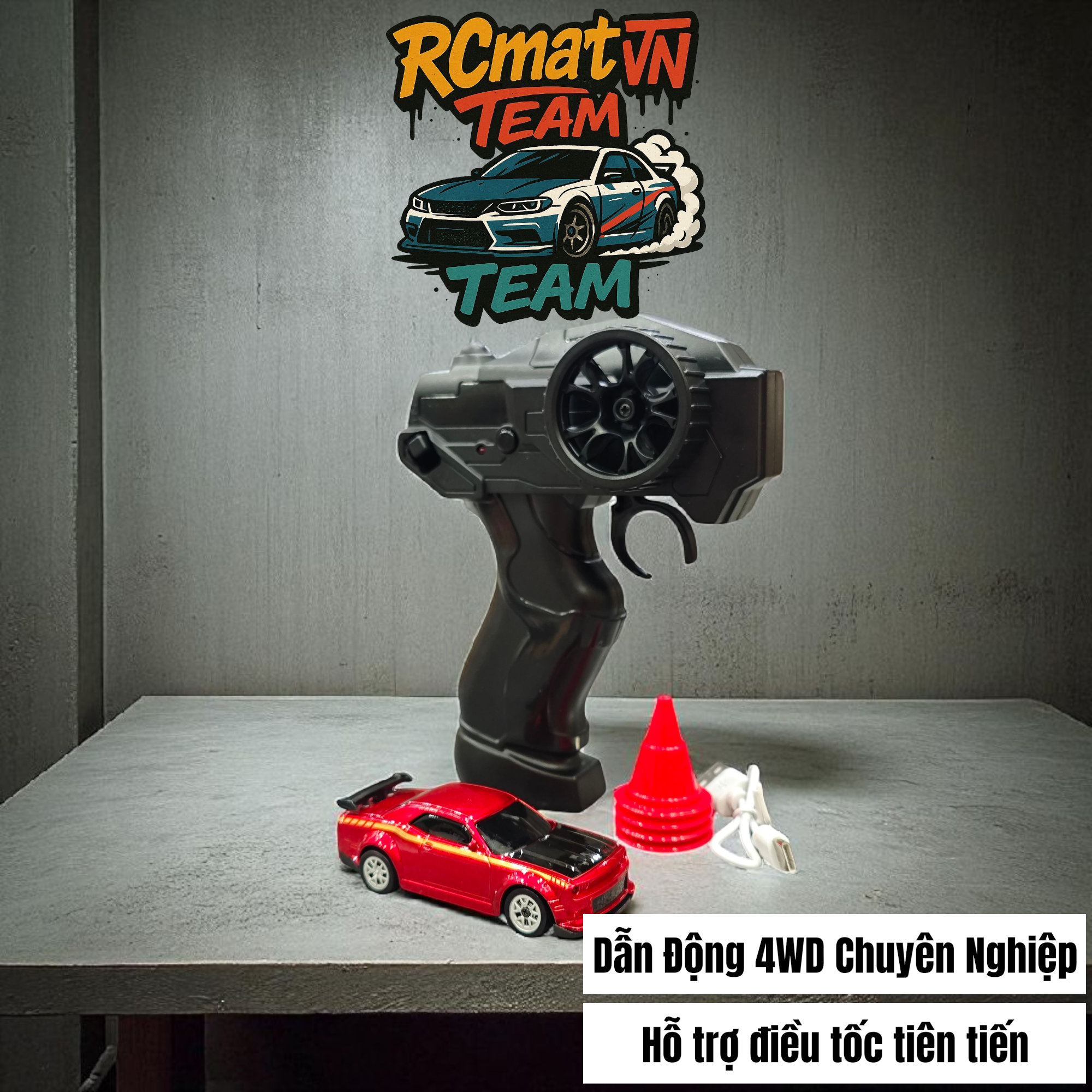 Xe Điều Khiển Từ Xa Mini Tỷ Lệ 1:64 – Drift 4WD, 2.4GHz, Xe Đua Bàn Làm Việc Với Đèn LED - XC165