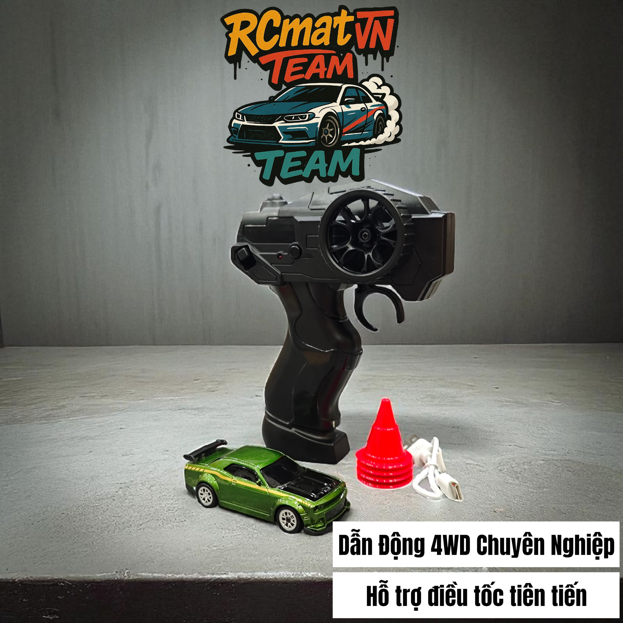 Xe Điều Khiển Từ Xa Mini Tỷ Lệ 1:64 – Drift 4WD, 2.4GHz, Xe Đua Bàn Làm Việc Với Đèn LED - XC165