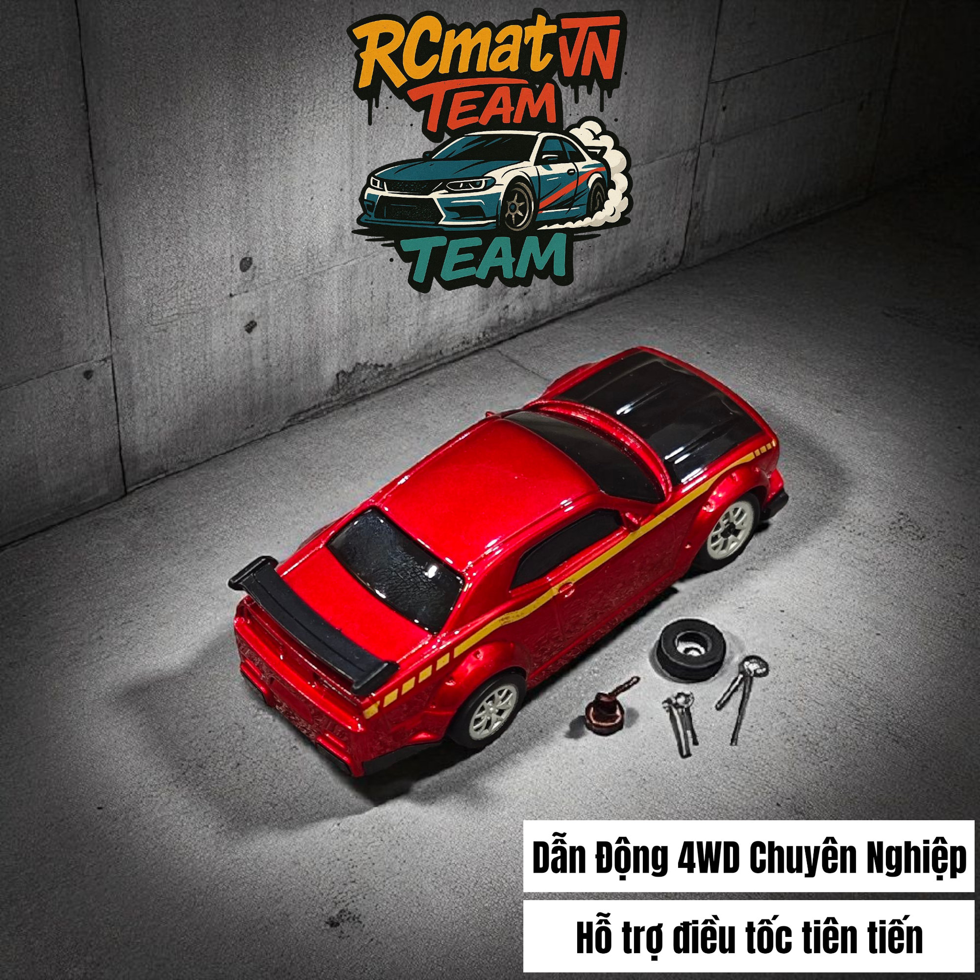 Xe Điều Khiển Từ Xa Mini Tỷ Lệ 1:64 – Drift 4WD, 2.4GHz, Xe Đua Bàn Làm Việc Với Đèn LED - XC165