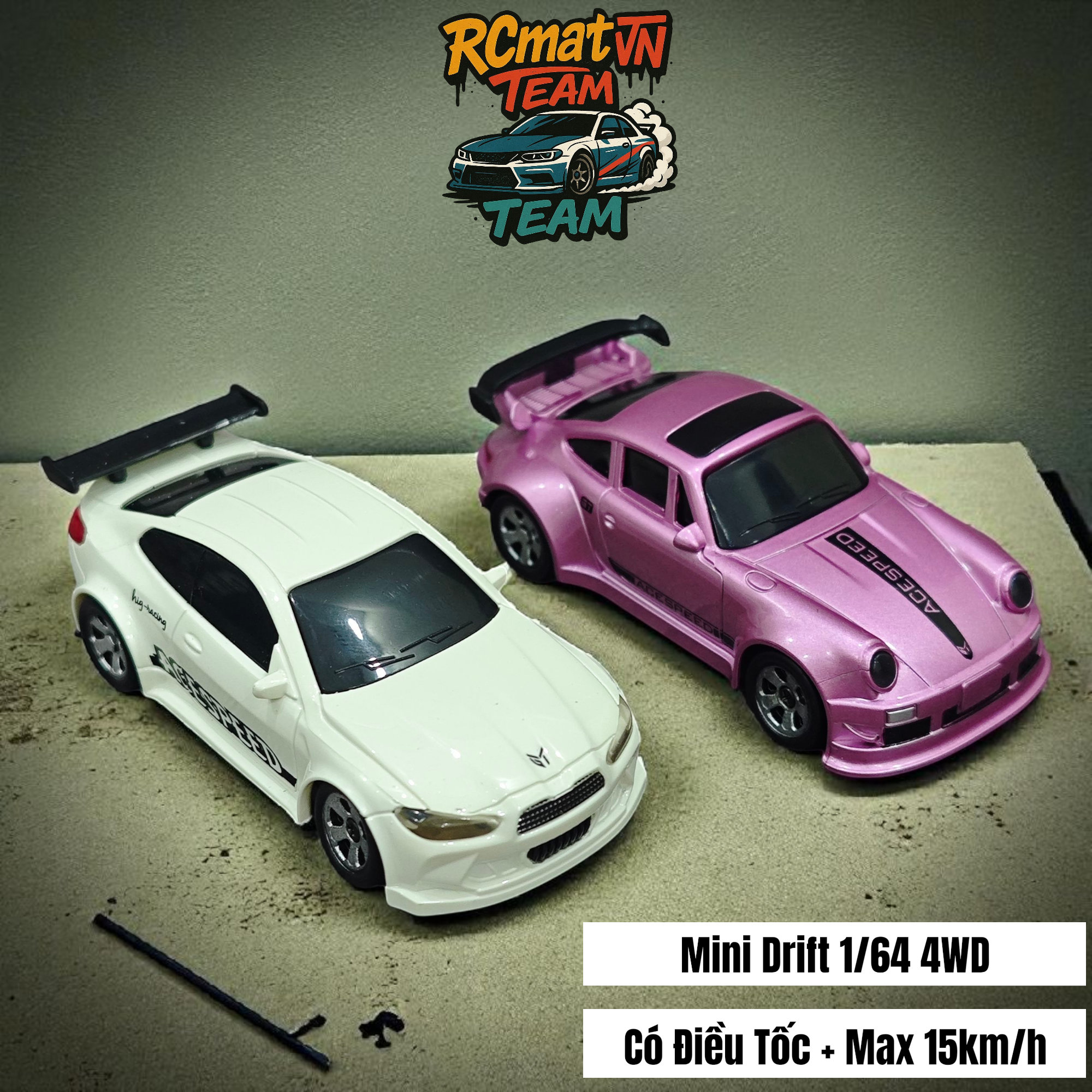 Xe Ô Tô Điều Khiển Từ Xa Mini Tỷ Lệ 1/64 – 4WD Drift Tốc Độ Cao 15Km/h, Đèn LED, Tần Số 2.4GHz – Xe Đua Bàn Làm Việc Cho Người Lớn Và Trẻ Em