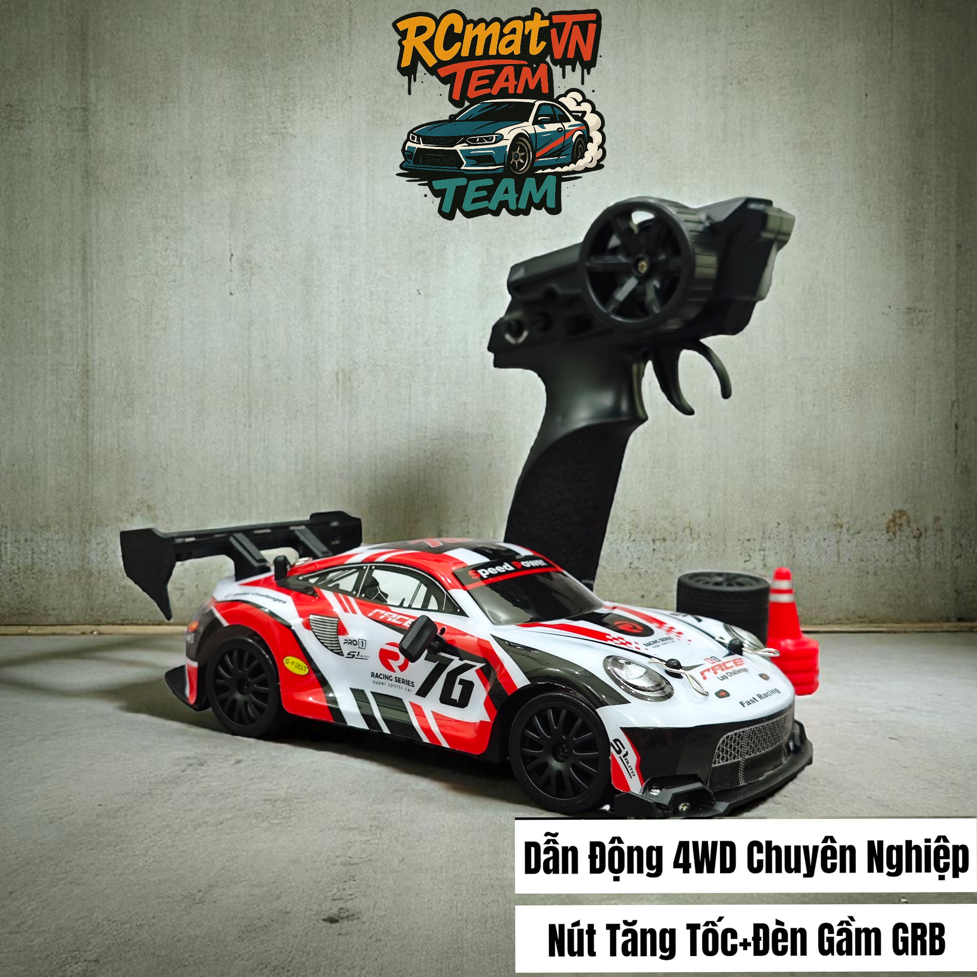 Xe Điều Khiển RC Drift 1/24 4WD 30 km/h – LED Tốc Độ Cao, Đua Mini GTR, Điều Khiển 2.4G, Quà Tặng Đồ Chơi RC