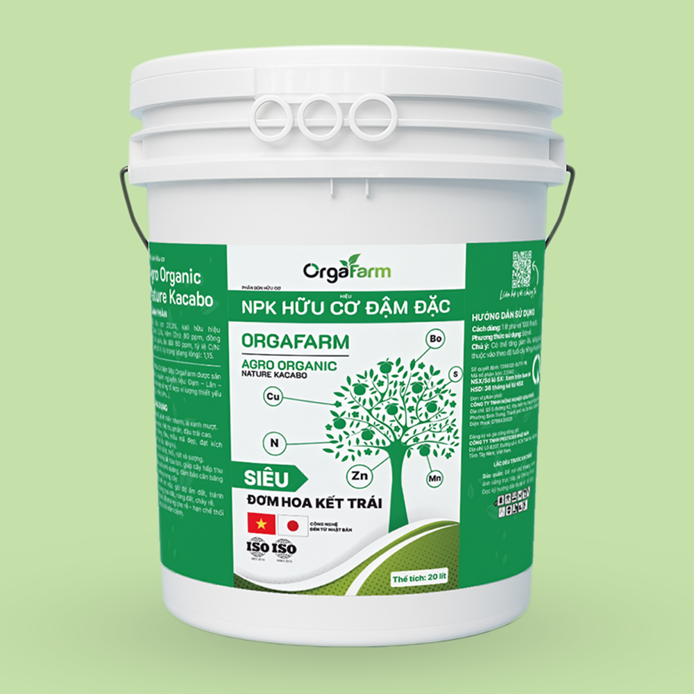 NPK Hữu Cơ OrgaFarm - Siêu Đơm Hoa Kết Trái - 20L