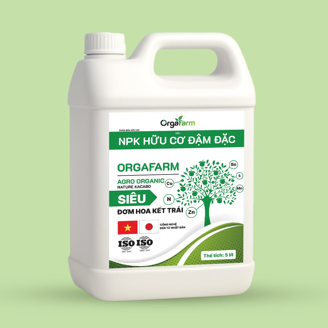 NPK Hữu Cơ OrgaFarm - Siêu Đơm Hoa Kết Trái - 5L