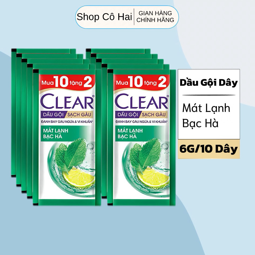 DAY DAU GOI CLEAR MEN HUONG BAC HA 6G * 12GOI