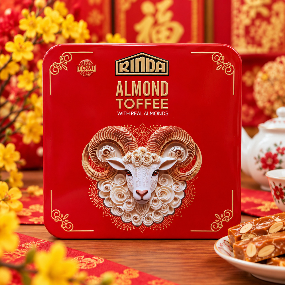 KEO TOFFEE RINDA HANH NHAN HOP THIET 120G