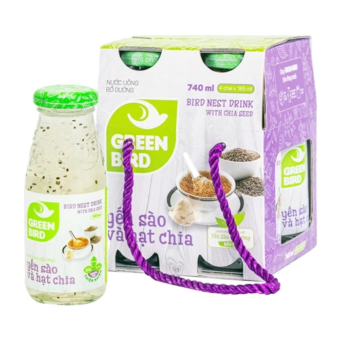 YEN GREEN BIRD HAT CHIA LOC 4 CHAI x 185ml