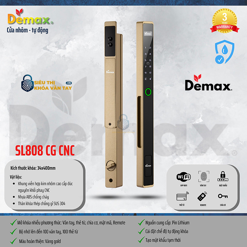 Khoá Vân Tay Cửa Nhôm Demax SL808