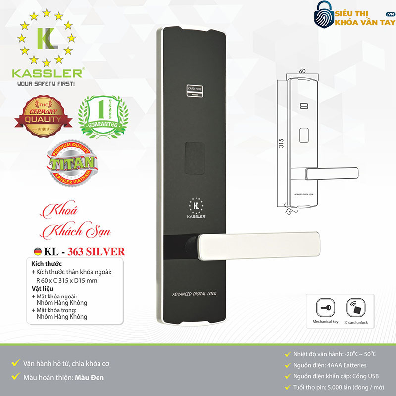 Hỗ trợ mở khóa bằng thẻ từ, vân tay, mã số và chìa cơ – đảm bảo tính linh hoạt và an toàn