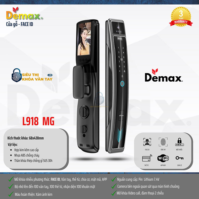 Khoá vân tay cửa gỗ Demax EL918 mang đến giải pháp an toàn và tiện lợi cho mọi ngôi nhà hiện đại