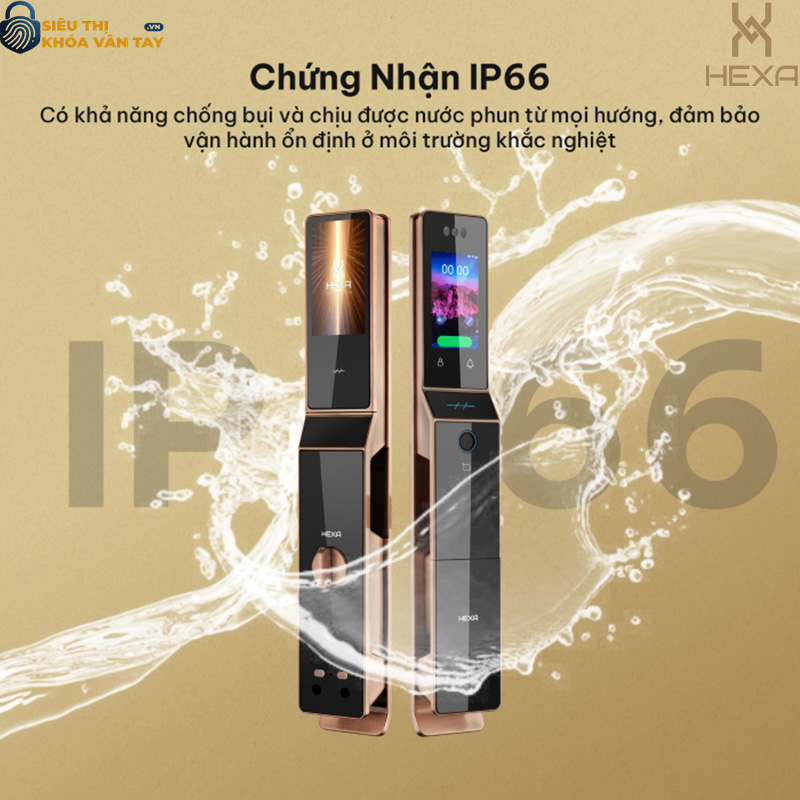 Khóa vân tay cửa gỗ Hexa P100M Pro max Face Id Màn hình 2 mặt