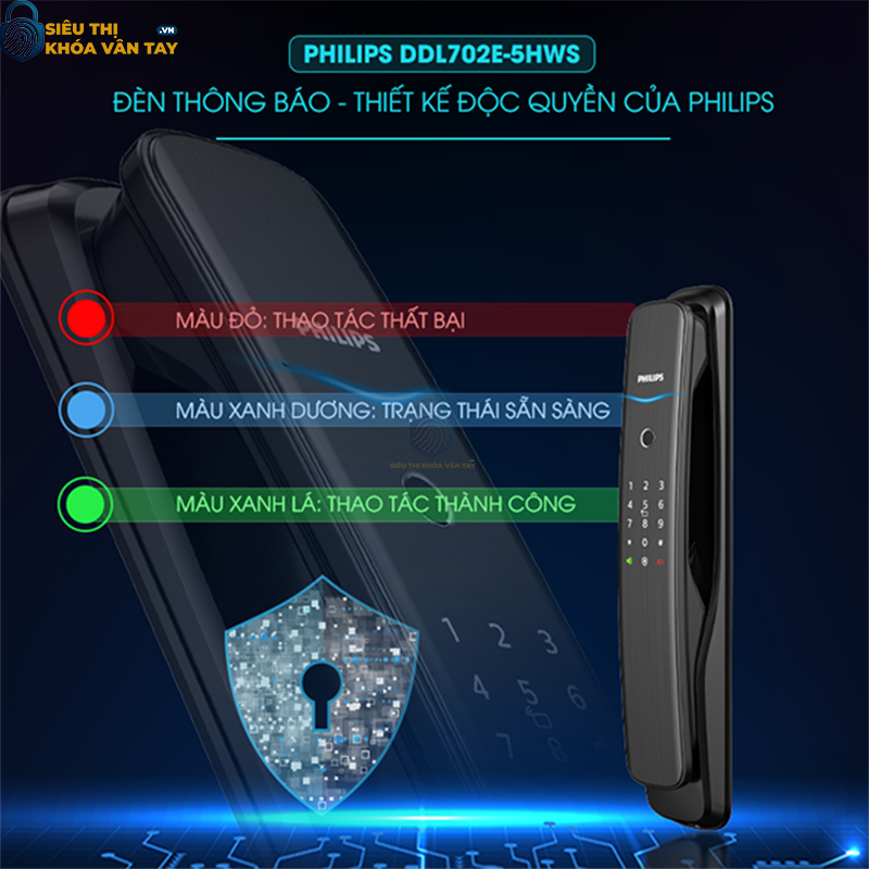Khóa cửa vân tay Philips DDL702E-5HWS