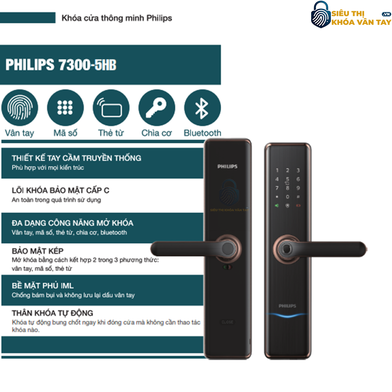 Khóa cửa vân tay Philips 7300-5HB