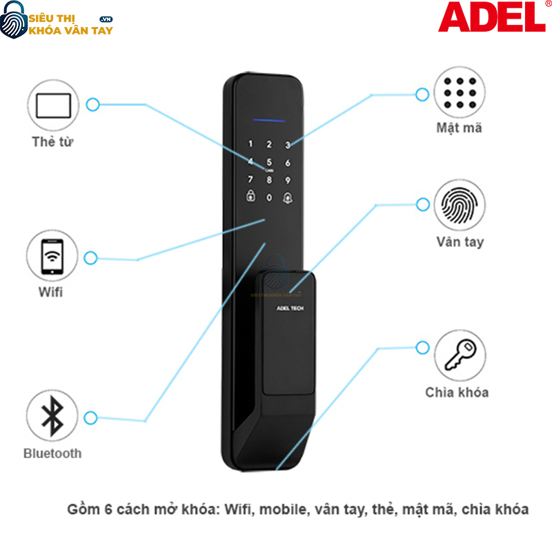 Khoá vân tay cửa gỗ  Adel US13 - LB14B