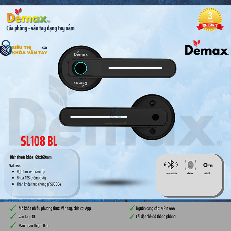 Khoá Vân Tay Cửa Phòng Demax SL108