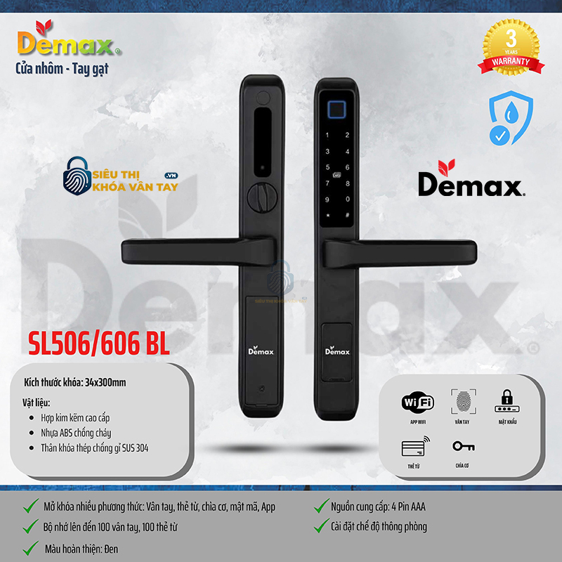 Khoá Vân Tay Cửa Nhôm Demax EL606GM