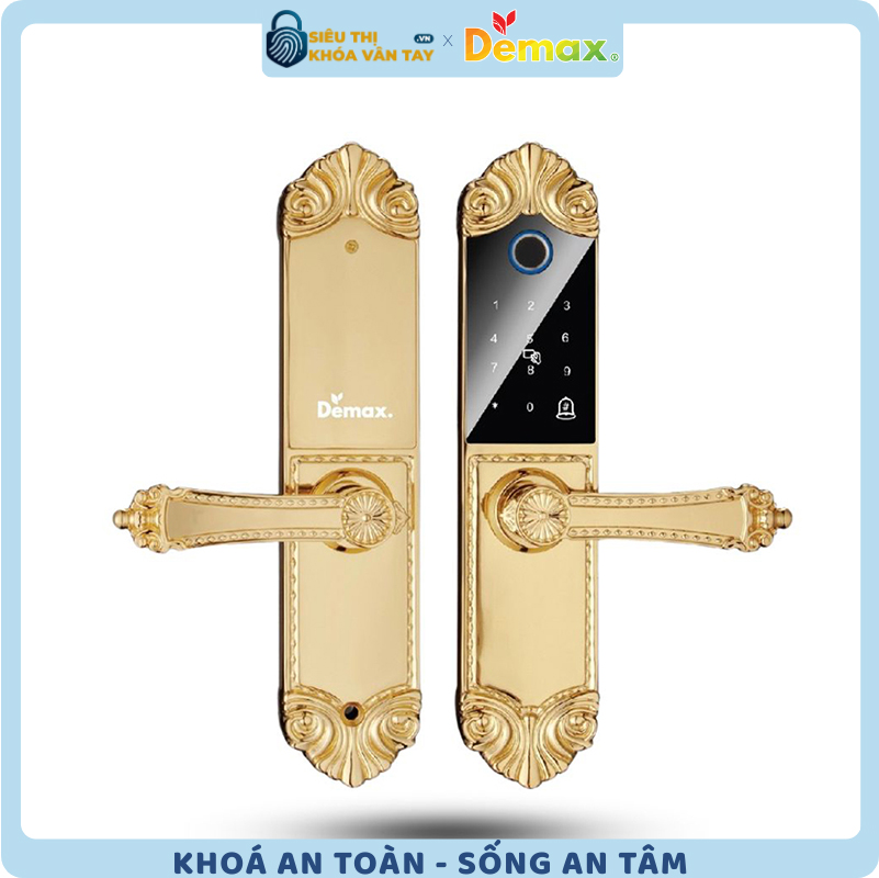 Khoá vân tay đại sảnh Demax EL280 BRASS 24K là lựa chọn đẳng cấp cho biệt thự và không gian sang trọng