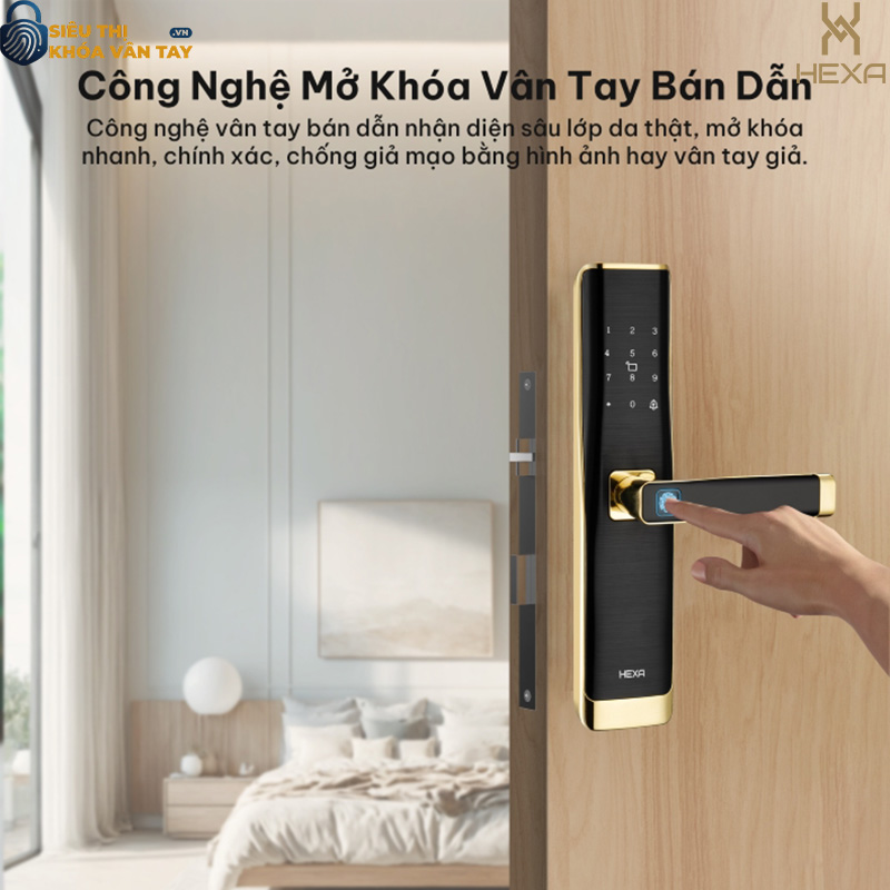Khóa vân tay cửa gỗ Hexa L100