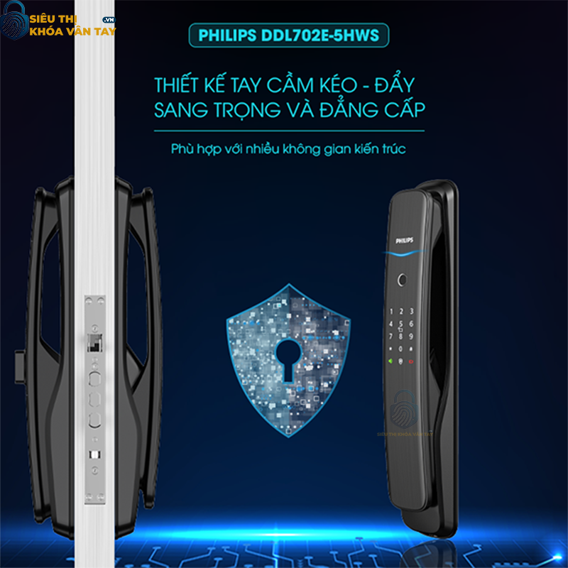 Khóa cửa vân tay Philips DDL702E-5HWS