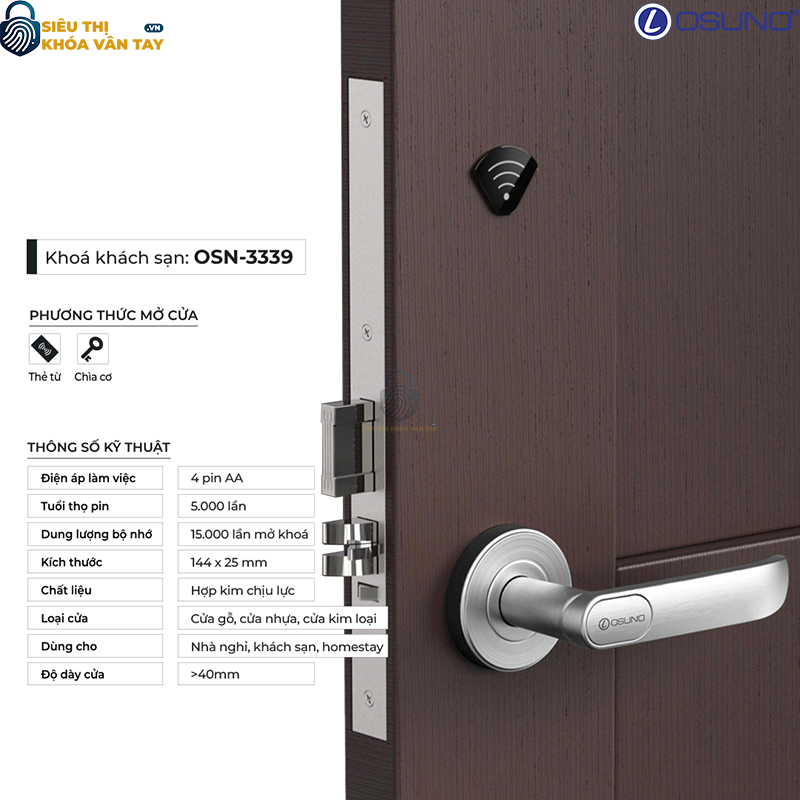 Khóa vân tay khách sạn Osuno OSN-3339