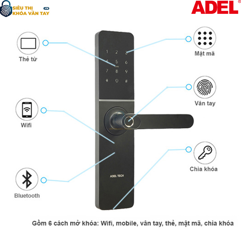 Khoá vân tay cửa gỗ Adel US13 - LB20B