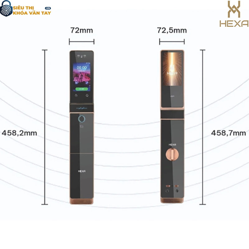 Khóa vân tay cửa gỗ Hexa P100M Pro max Face Id Màn hình 2 mặt