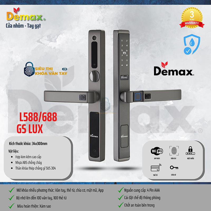 Khoá Vân Tay Cửa Nhôm Demax EL688CGLUX
