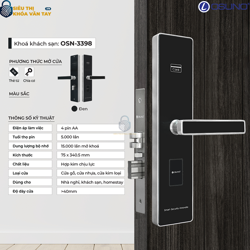 Khóa vân tay khách sạn Osuno OSN-3398