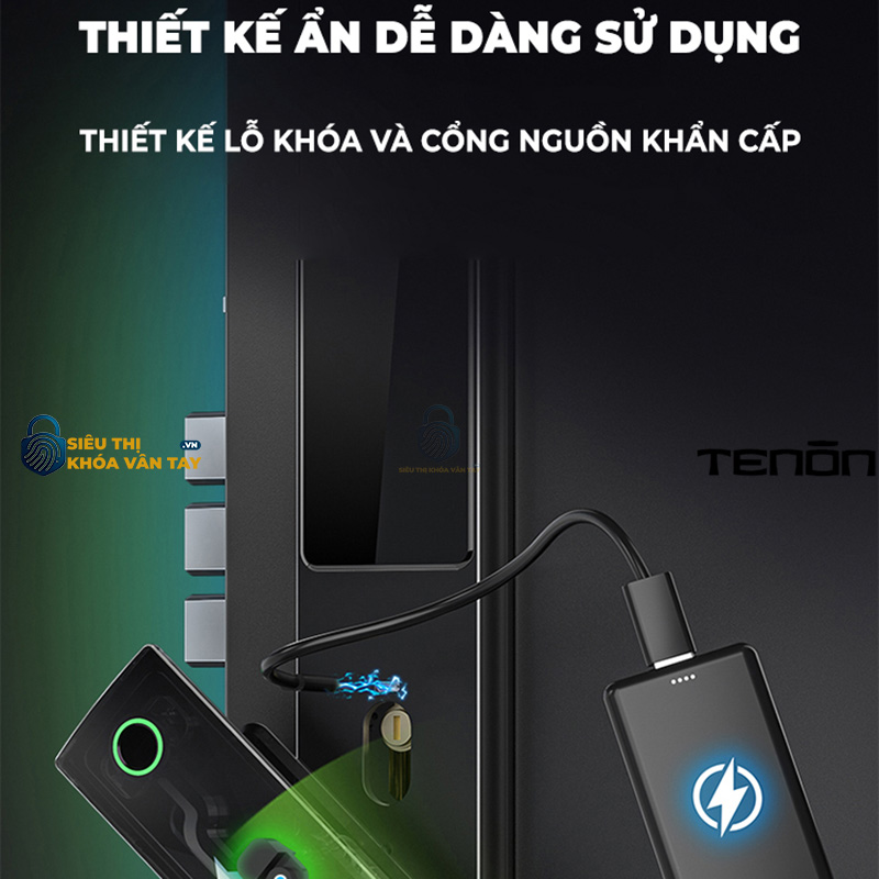 Khóa cửa thông minh Tenon A10 - thiết kế sang trọng, phù hợp với nhiều loại cửa