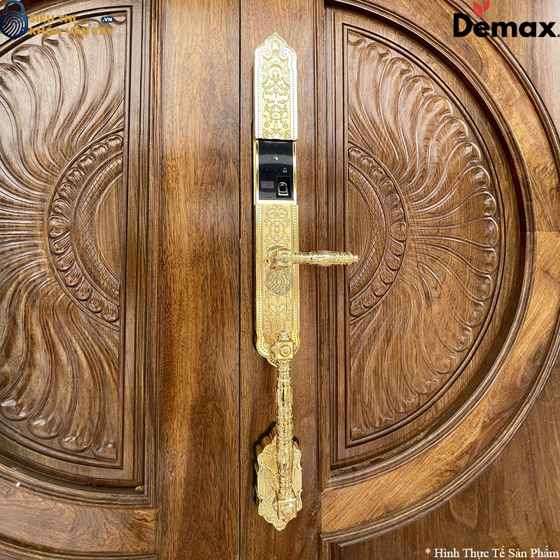 Khoá cửa đại sảnh Demax EL886 tích hợp 5 phương thức mở khoá: vân tay, mã số, thẻ từ, chìa cơ và app