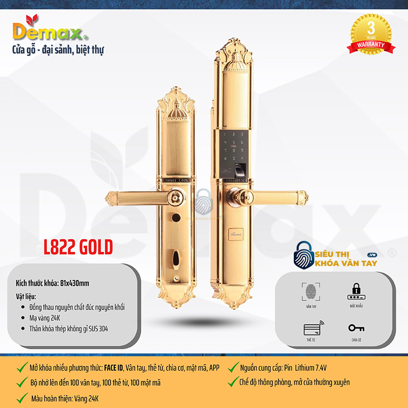 Demax EL822 sở hữu thiết kế mạnh mẽ, sang trọng cùng công nghệ bảo mật hiện đại nhất hiện nay