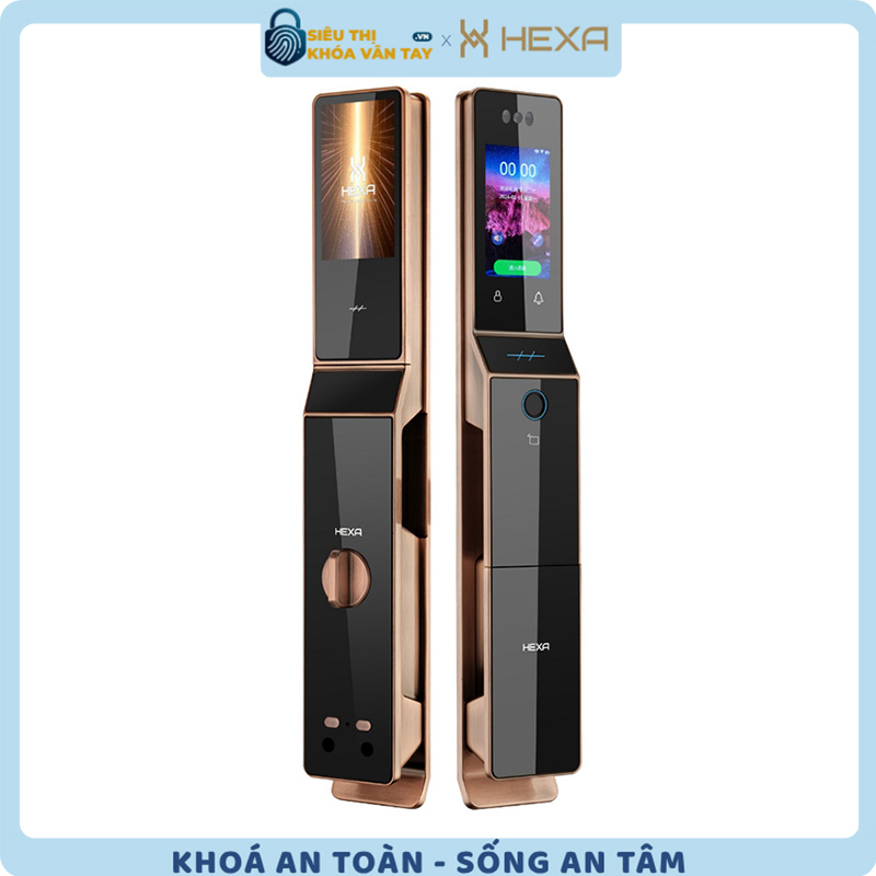 Khóa vân tay cửa gỗ Hexa P100M Pro max Face Id Màn hình 2 mặt