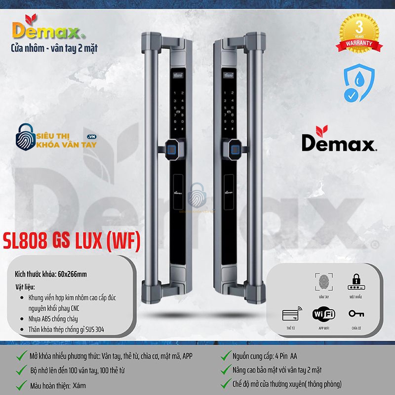 Khoá Vân Tay Cửa Nhôm Demax SL808 LUX