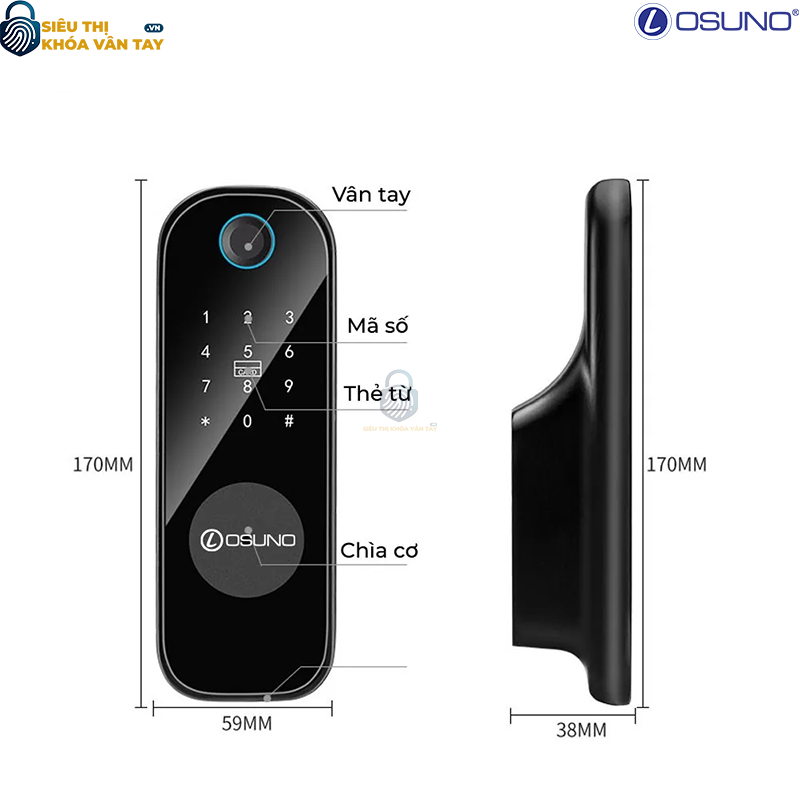 Khóa vân tay cửa cổng Osuno OSN-3335