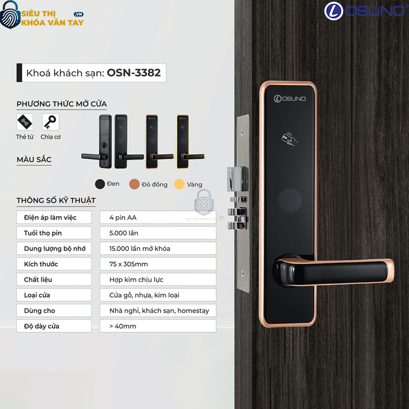 Khóa vân tay khách sạn Osuno OSN-3382