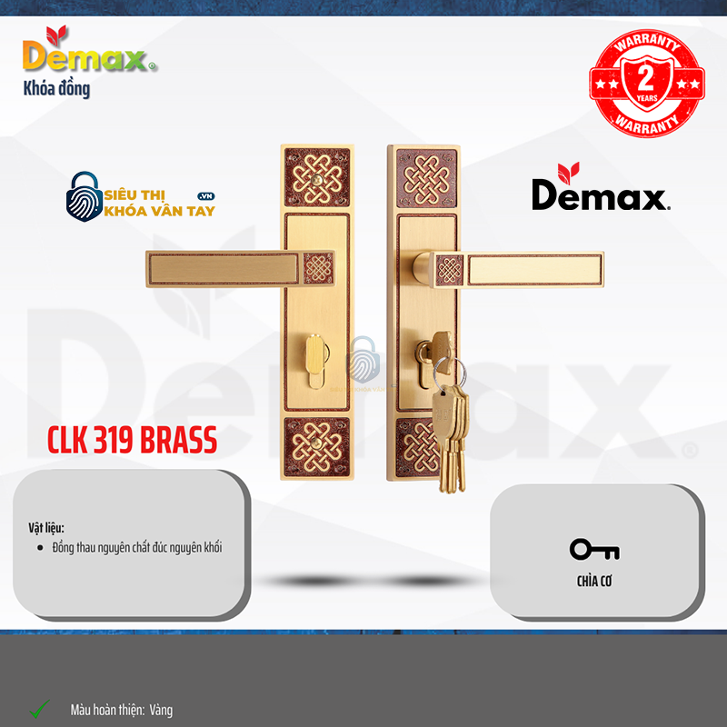 Khóa Cơ Cửa Chính Demax CLK319  BRASS
