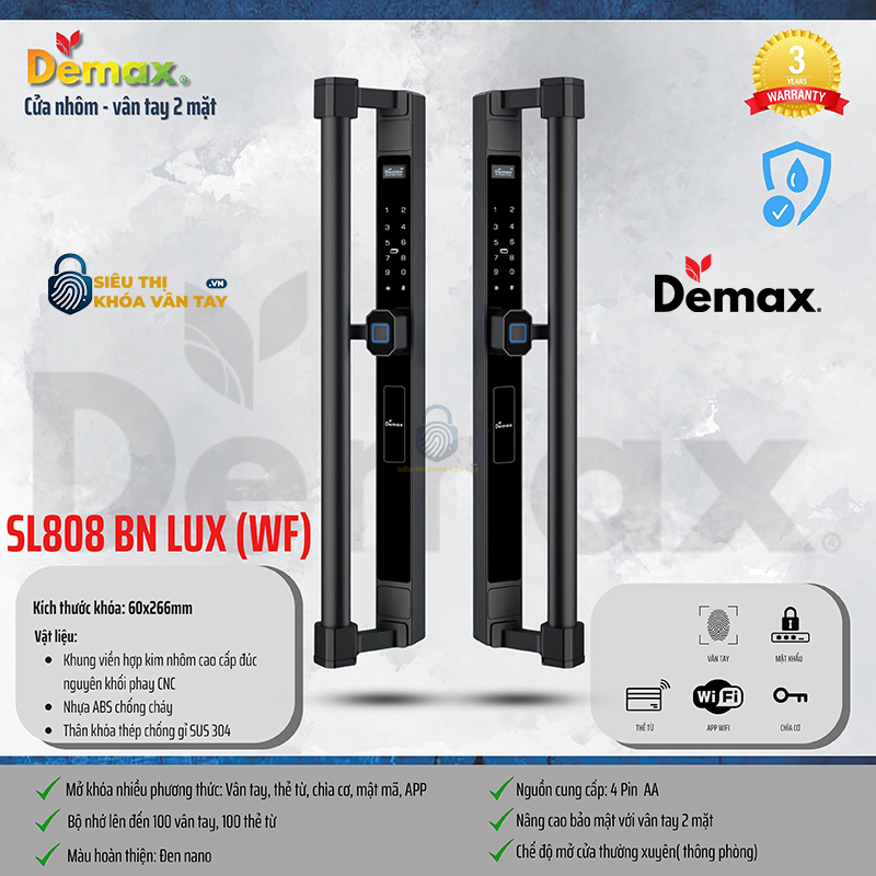 Khoá Vân Tay Cửa Nhôm Demax SL808 LUX