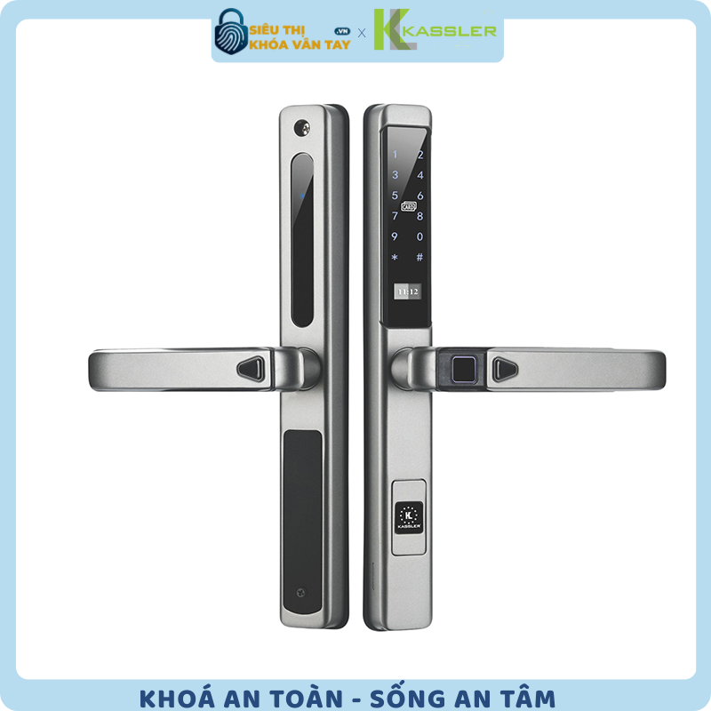 Khóa vân tay Kassler cửa nhôm KL-599 Slide là mẫu khóa chuyên dụng cho cửa lùa, cửa trượt nhôm kính