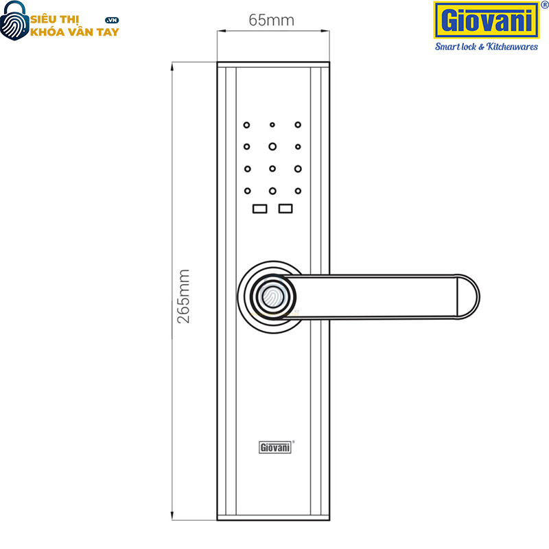 Khóa vân tay Giovani cửa gỗ GSL-K591C màu đồng