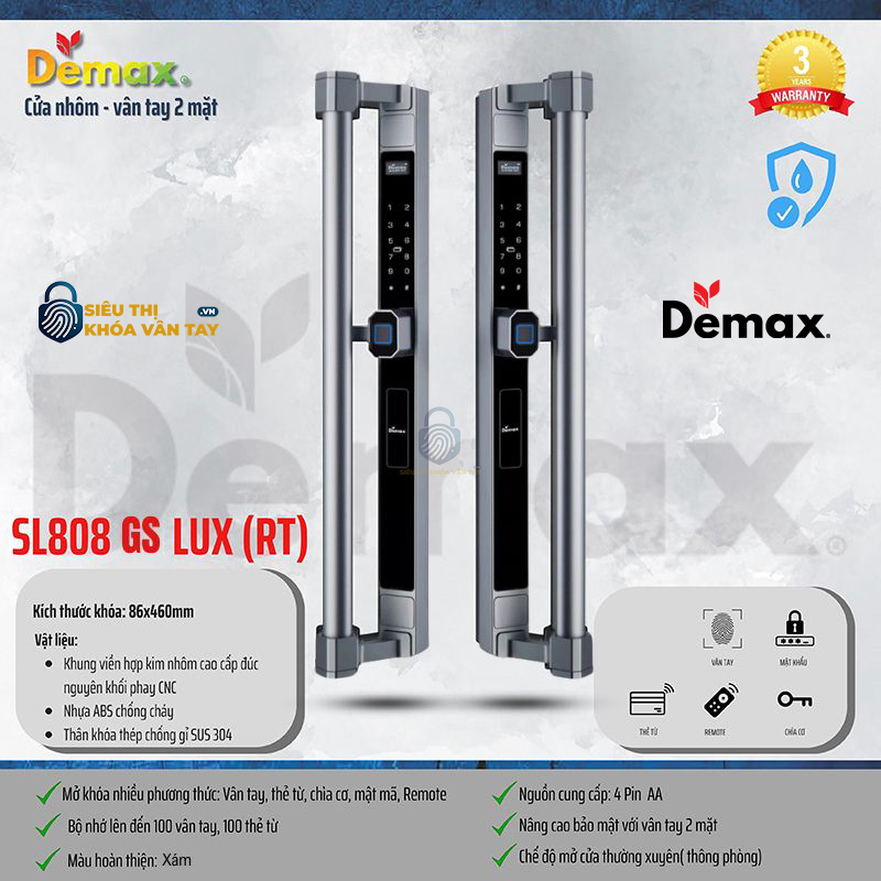 Khoá Vân Tay Cửa Nhôm Demax SL808 LUX
