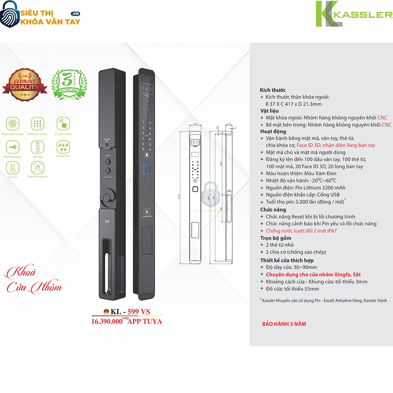 Thiết kế sang trọng, vật liệu nhôm nguyên khối CNC cao cấp, bền đẹp theo thời gian