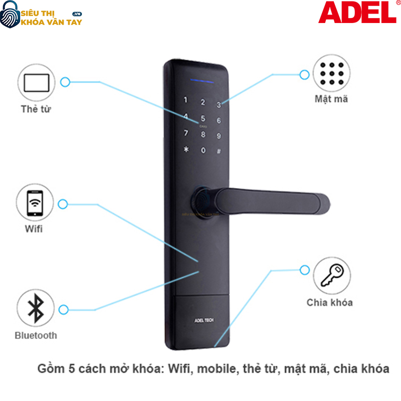 Khoá cửa điện tử Adel US12-LB7B