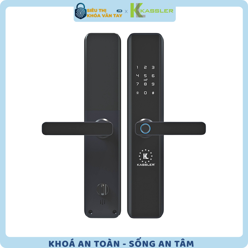 Khóa vân tay Kassler cửa gỗ KL-669 Black sở hữu thiết kế đen nhám sang trọng, phù hợp với nhiều phong cách nội thất hiện đại