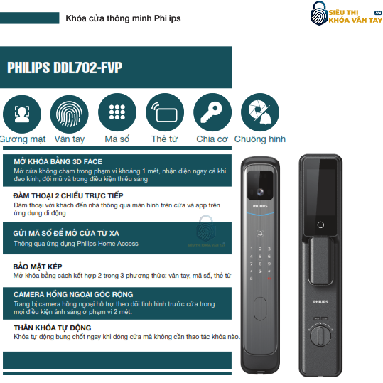 khóa cửa vân tay Philips DDL702-FVP