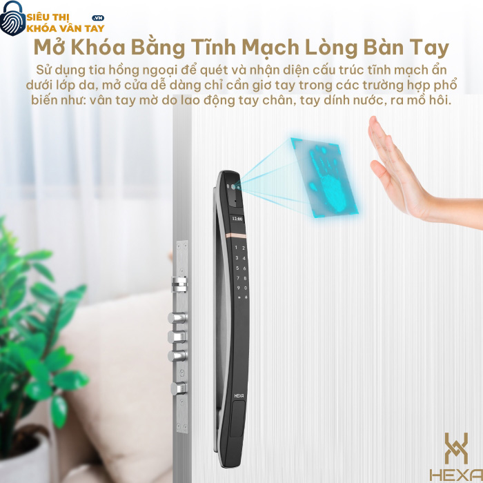 Khóa vân tay cửa nhôm cao cấp Hexa P300 Pro